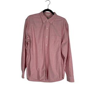 J.Crew Men L Red Striped Relaxed Fit Traditional-Weight Oxford Button Down Shirt